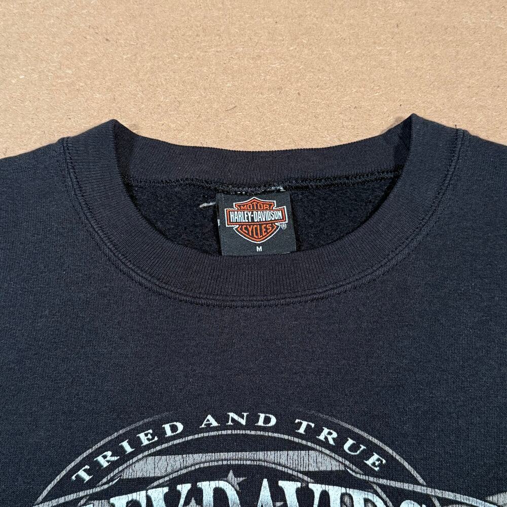 Vintage 2007 Harley Davidson Cropped Sweatshirt Lapeer MI Black Womens Medium - Picture 5 of 8
